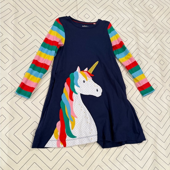 Mini Boden Other - Mini Boden Navy Rainbow Unicorn Swing Dress